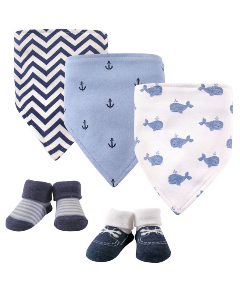 Baby Boys Soft Cotton Bib and Sock Pair