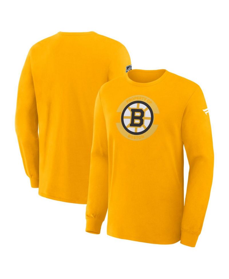 Men's Gold Boston Bruins Authentic Pro Property Of Practice Long Sleeve T-Shirt