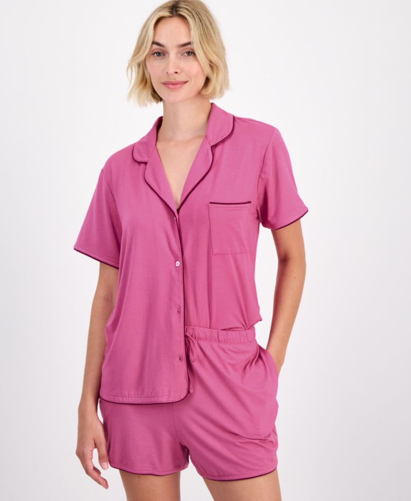 Women's 2-Piece Short-Sleeve Notched-Collar Pajama Set XS-3X