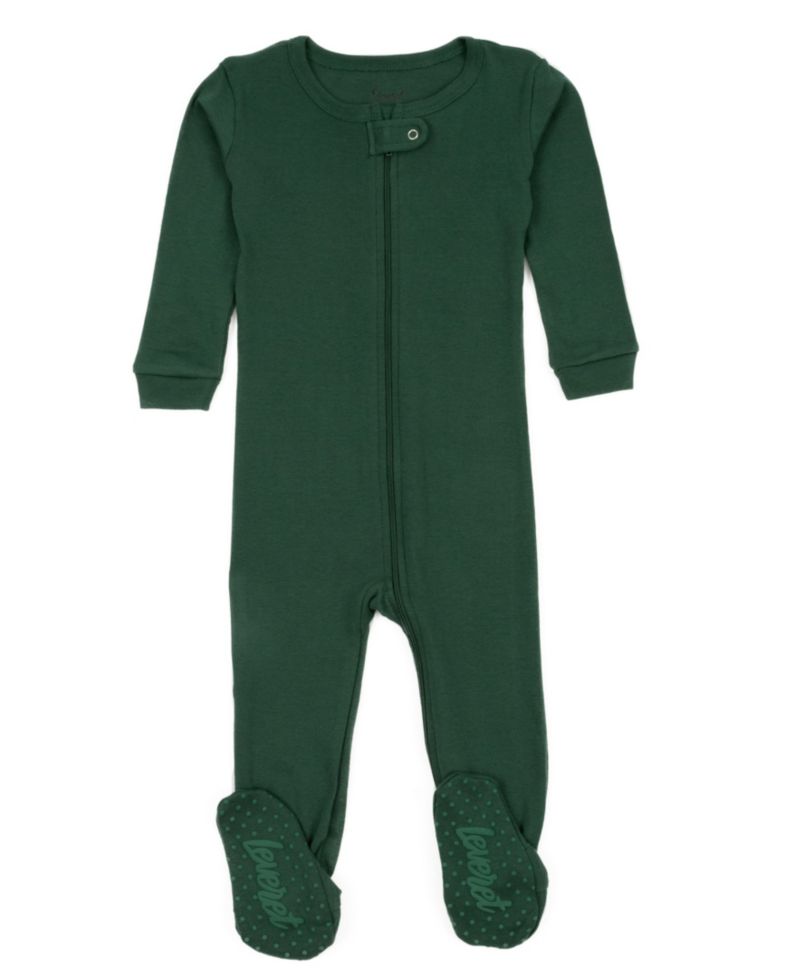 Toddler Matching Family One Piece Footed Cotton Long Sleeve Solid Color Pajamas 2T-5T