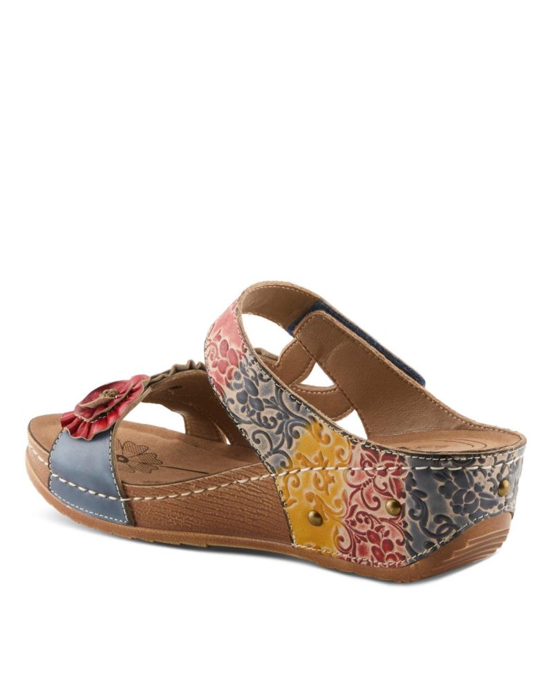 Women s Ohsosweet Floral Leather Wedge with Soft Cushioned Insole