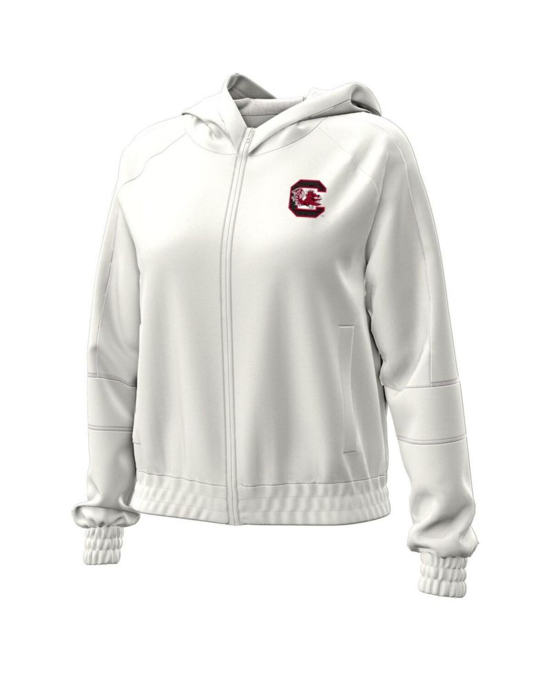 Women's Natural South Carolina Gamecocks Gameday Rival Fleece Full-Zip Cropped Hoodie