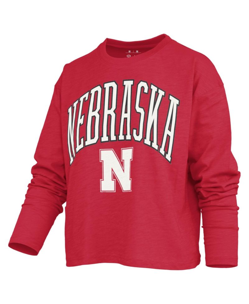 Women's Nebraska Huskers Motley Boxy Waist-Length Long-Sleeve T-Shirt