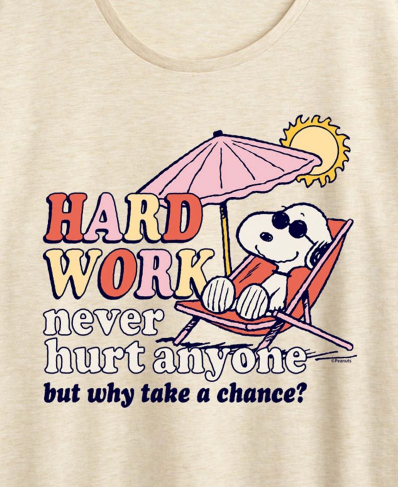 Plus Size Peanuts Hard Work Short-Sleeve Graphic T-Shirt