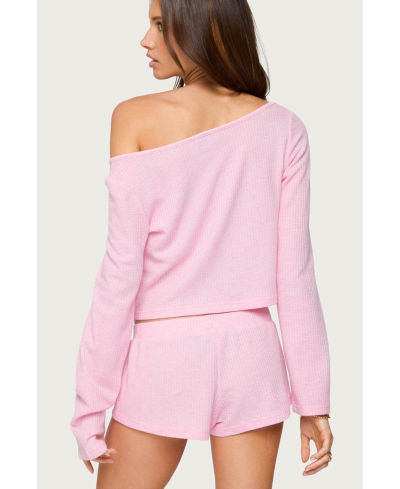 Womens Teddy Cropped Waffle Top