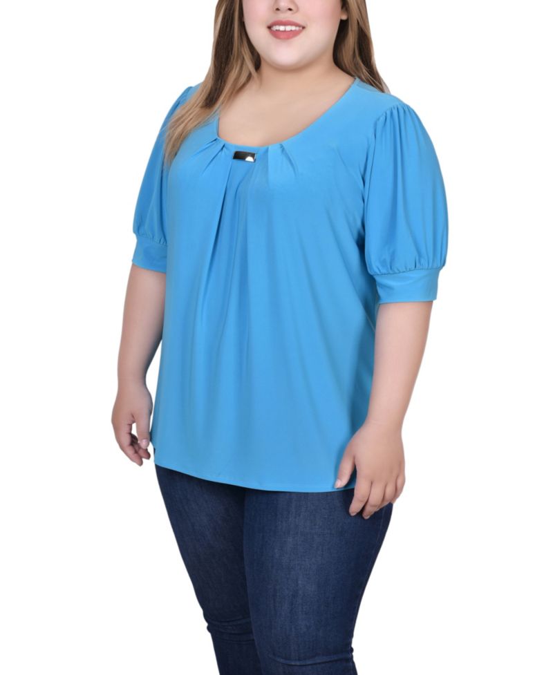 Petite Short Sleeve Balloon Sleeve Top