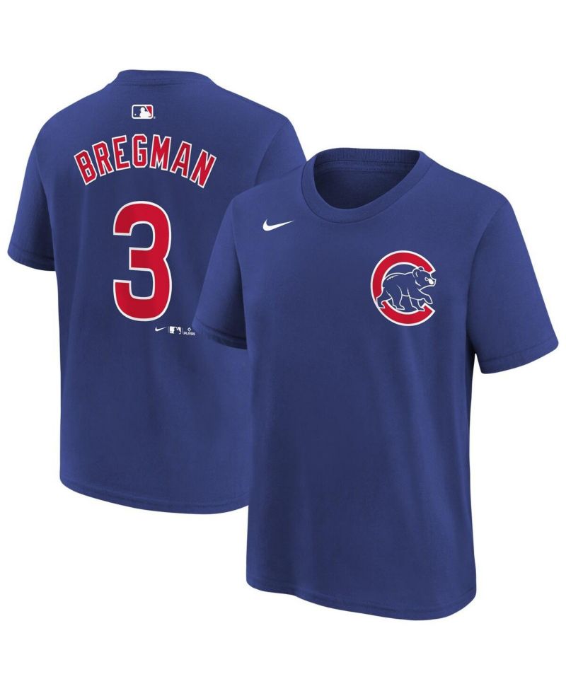 Big Boys and Girls Alex Bregman Royal Chicago Cubs Name & Number T-Shirt