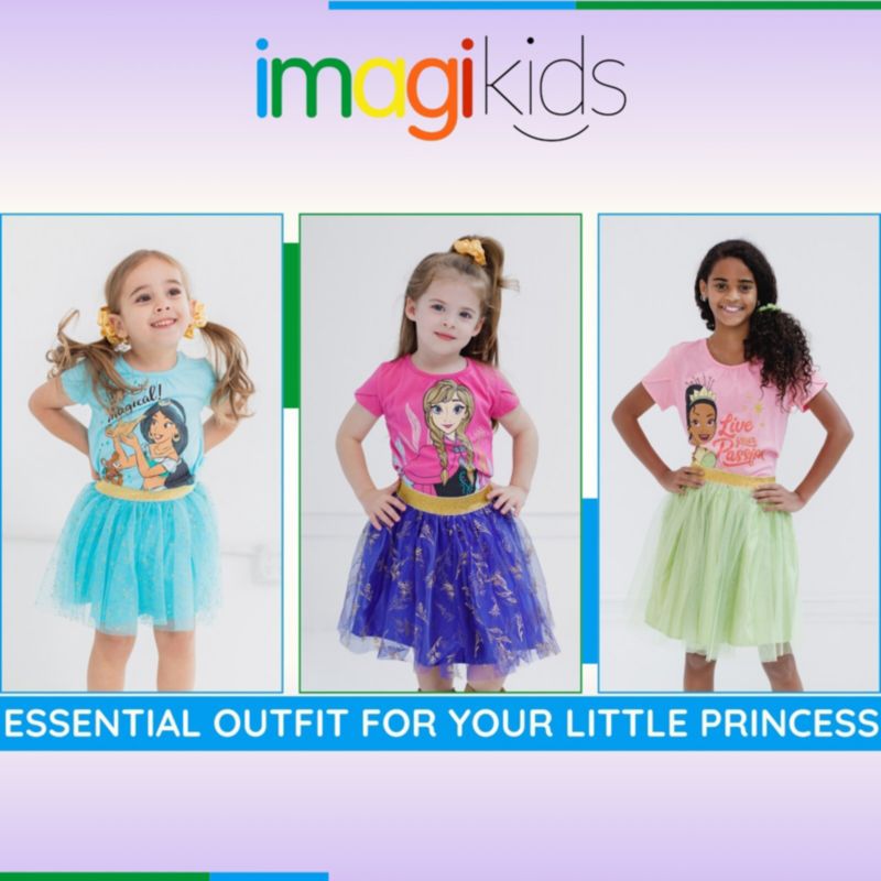 Girls Moana T-Shirt and Tutu Skirt Set with Scrunchie