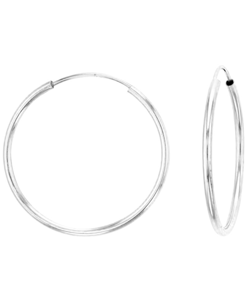 2-Pc. Solitaire Ball Stud And Hoop Earrings Set in Sterling Silver
