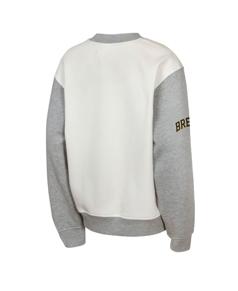 Big Boys and Girls Cream/Gray Milwaukee Brewers Big League Power Hit Fleece Sweatshirt