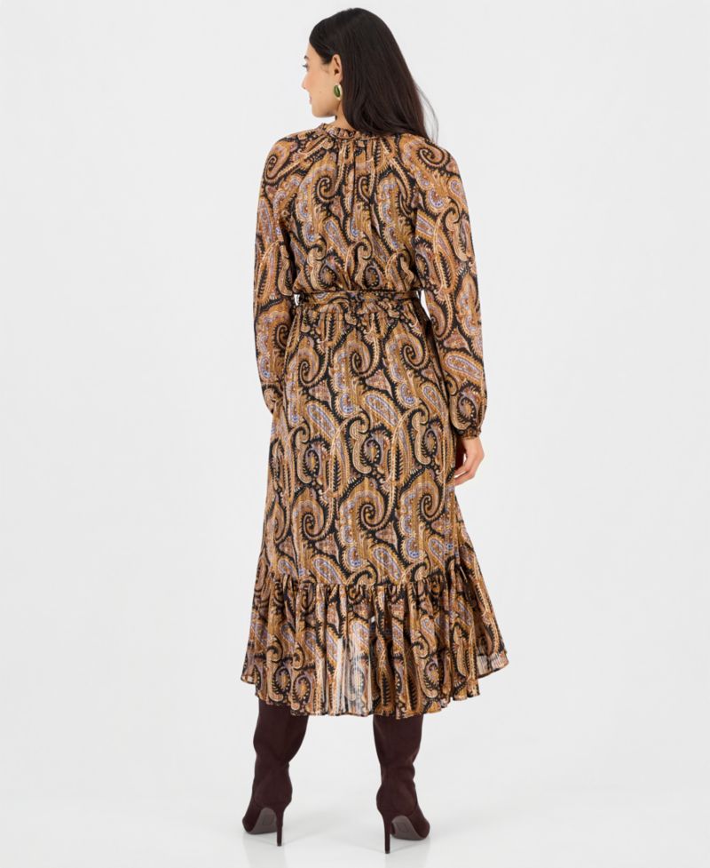 Petite Long-Sleeve High-Low Chiffon Dress