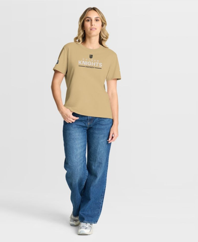 Women's Gold Vegas Golden Knights Authentic Pro Primary T-Shirt