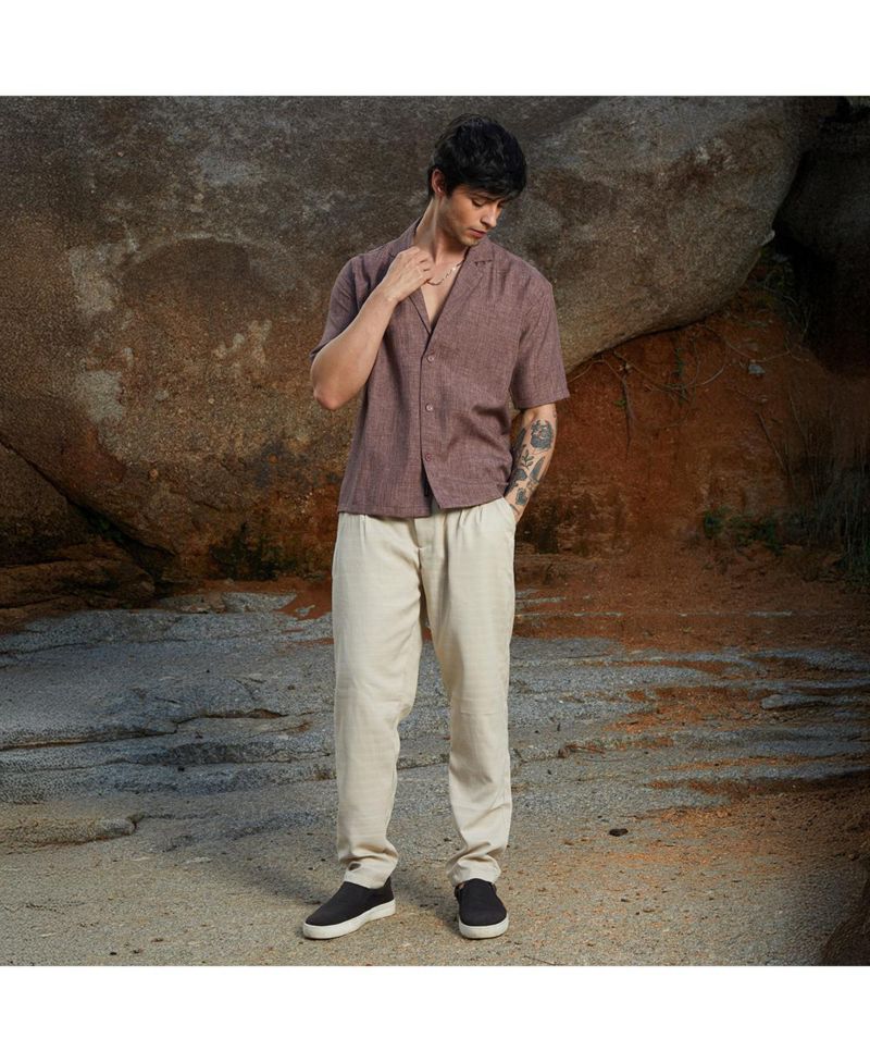 Men's Brown Stone Heathered Korean Oversized Shirt