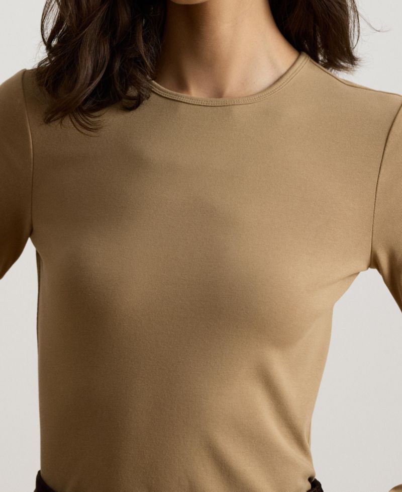 Cotton-Blend Long-Sleeve Top