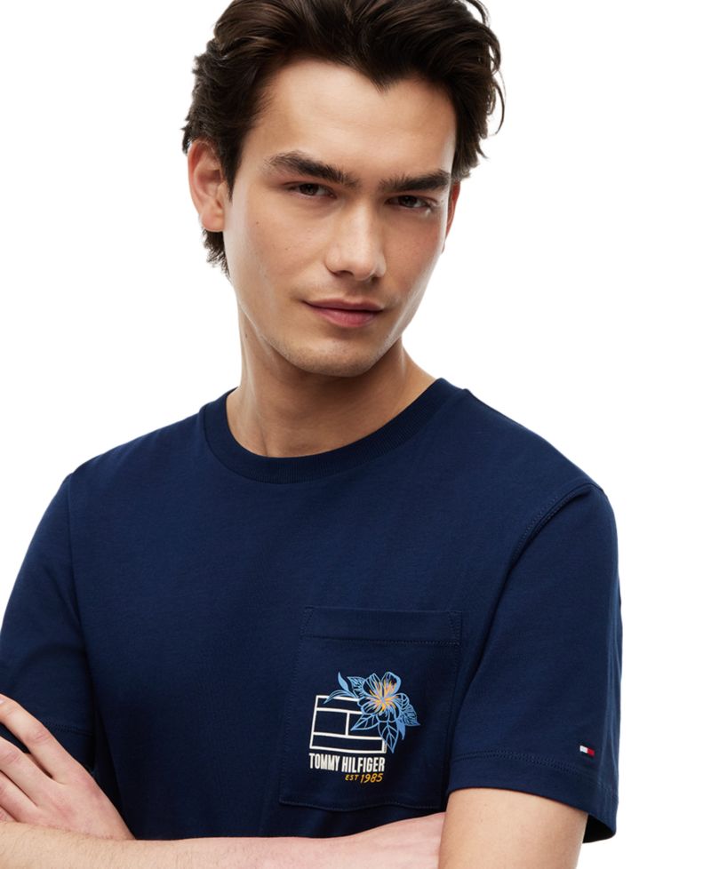 Men's Regular-Fit Summer Floral Graphic Pocket T-Shirt
