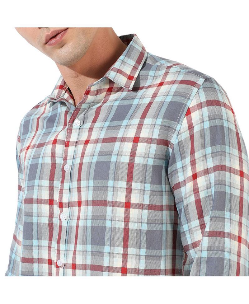 Men's Multicolour Checkered Regular Fit Casual Shirt