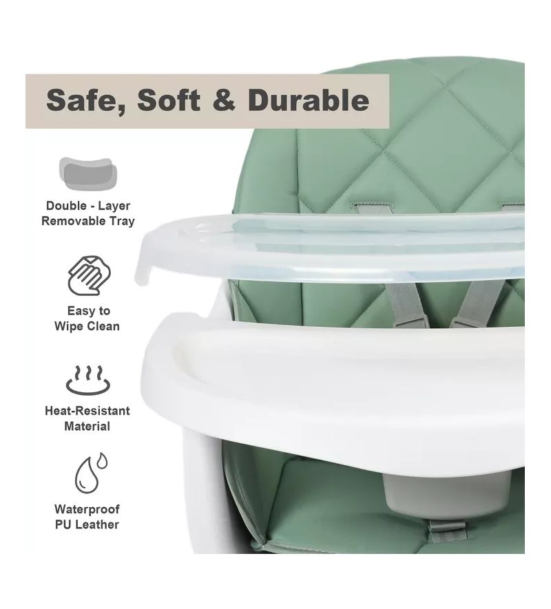 7-in-1 Convertible Baby High Chair with Removable Tray and 5-Point Harness