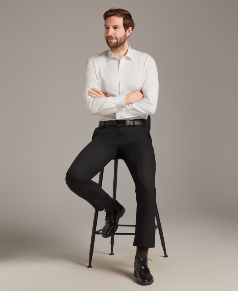 Men's Sateen Solid Contrast Buttons Dress Shirt