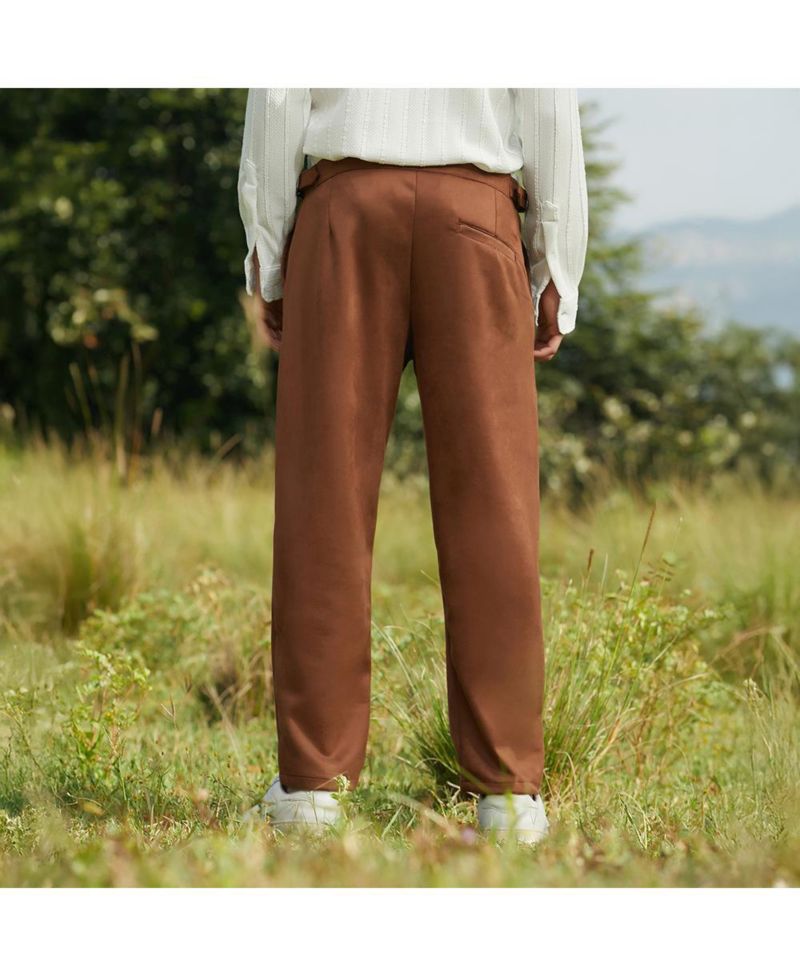 Men's Chocolate Brown Tailored Suede Trousers