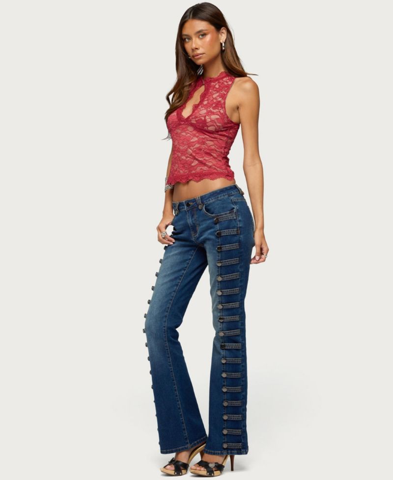 Women's Button Loop Low-Rise Bootcut Jeans, 32" Inseam