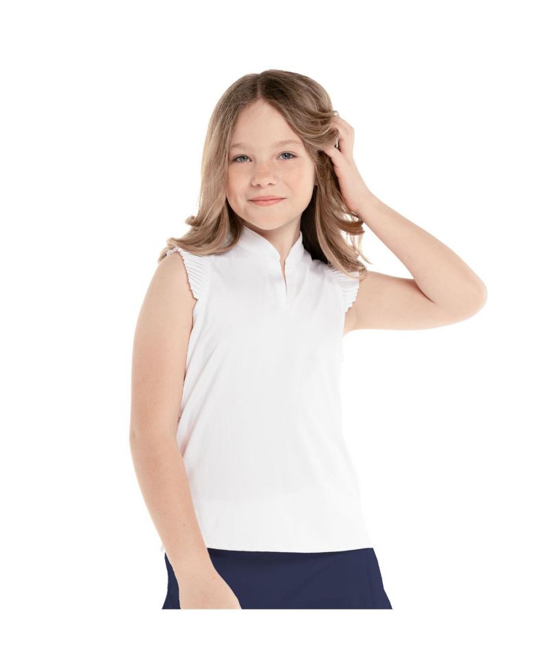 Girls Pleat Me Up Sleeveless Golf Polo