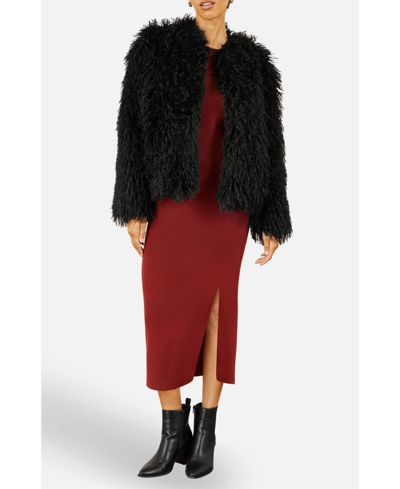 Women's Fluffy Cropped Faux Fur Coat