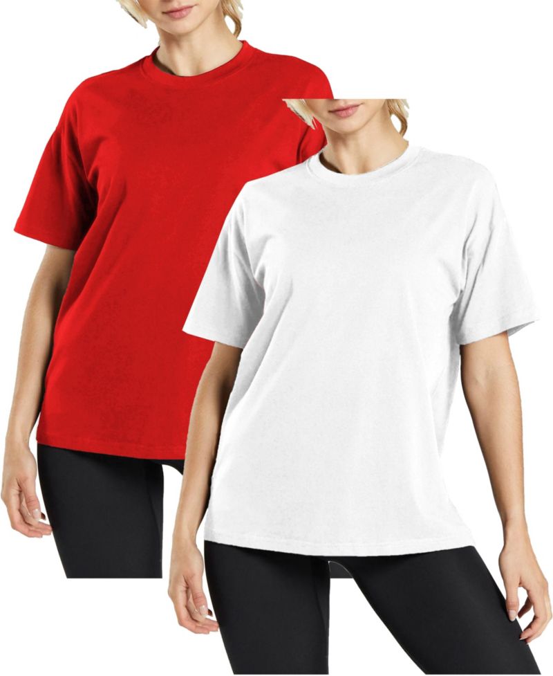 Women's Loose Fit Short Sleeve Crew Neck Solid Tee- 2 Pack