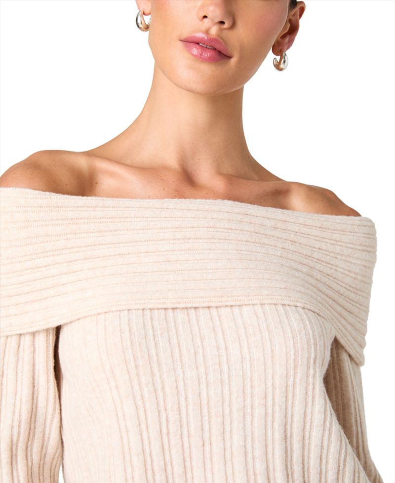 Women's Lucien Ribbed-Knit Off-the-Shoulder Sweater