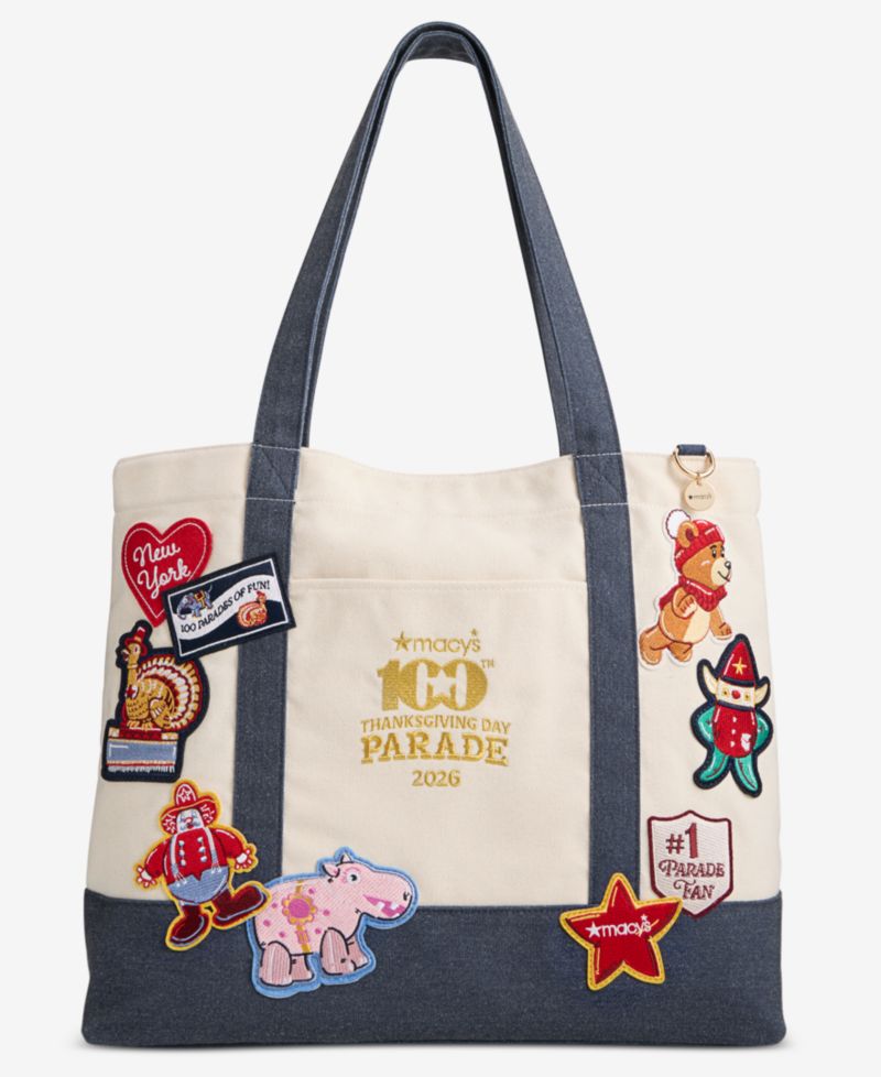 100th Thanksgiving Day Parade Large Balloon Character Patch Canvas Tote Bag