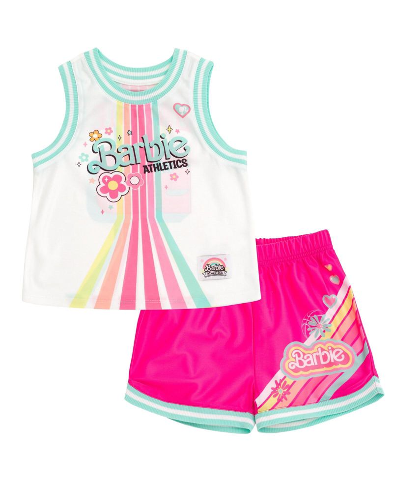 Girls Jersey Athletic Tank Top and Shorts Outfit Set