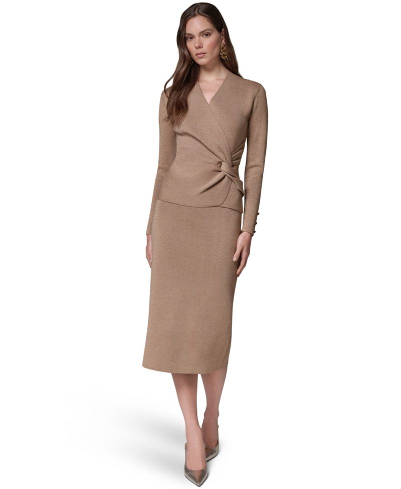 Women's V-Neck Long-Sleeve Fitted Sweater