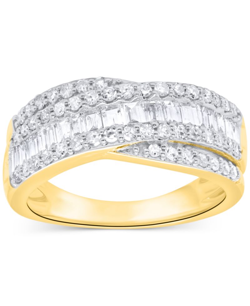 Lab-Grown Diamond Crisscross Band (1 ct. t.w.) in Sterling Silver or 14k Gold-Plated Sterling Silver