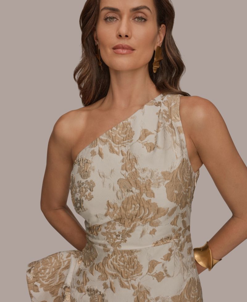 Petite Floral One-Shoulder Gown