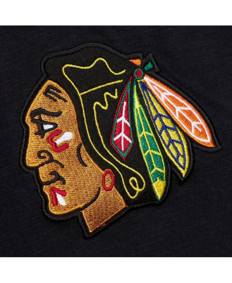 Mitchell Ness Men's Black, Red Chicago Blackhawks Legendary Slub Raglan Long Sleeve T-Shirt