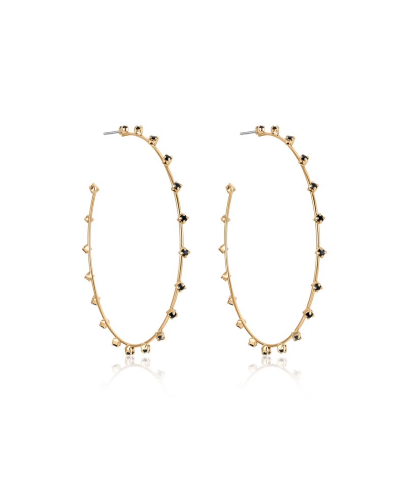 Simple Spark Crystal 18K Gold Plated Hoops