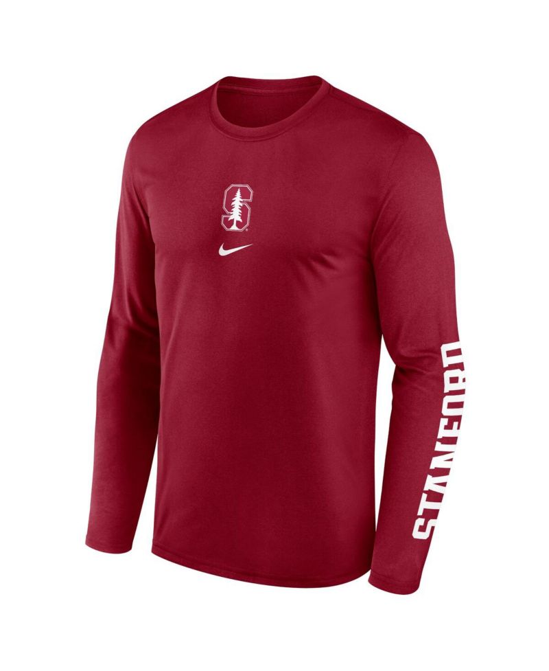Men's Cardinal Stanford Cardinal Primetime Center Lockup Two-Hit Legend Performance Long Sleeve T-Shirt
