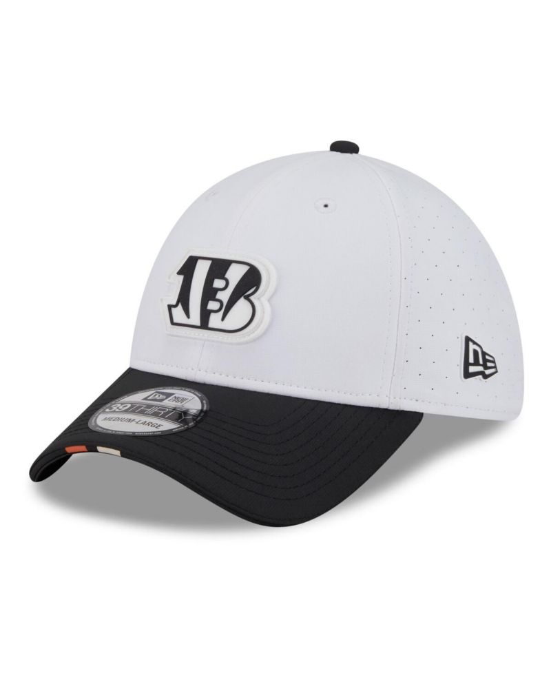 Men's White/Black Cincinnati Bengals 2025 NFL Training Camp 39THIRTY Flex Hat