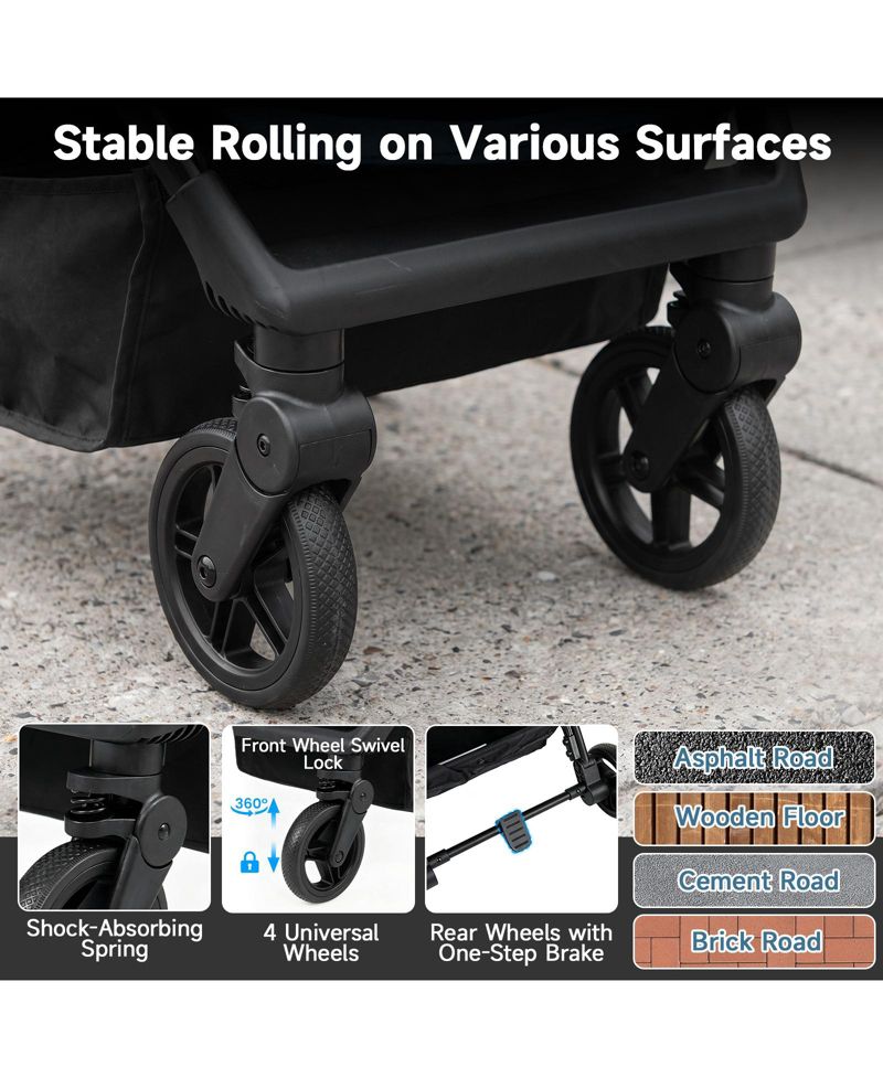 Lightweight Baby Stroller w/One-Hand Folding Adjustable Canopy Backrest Footrest