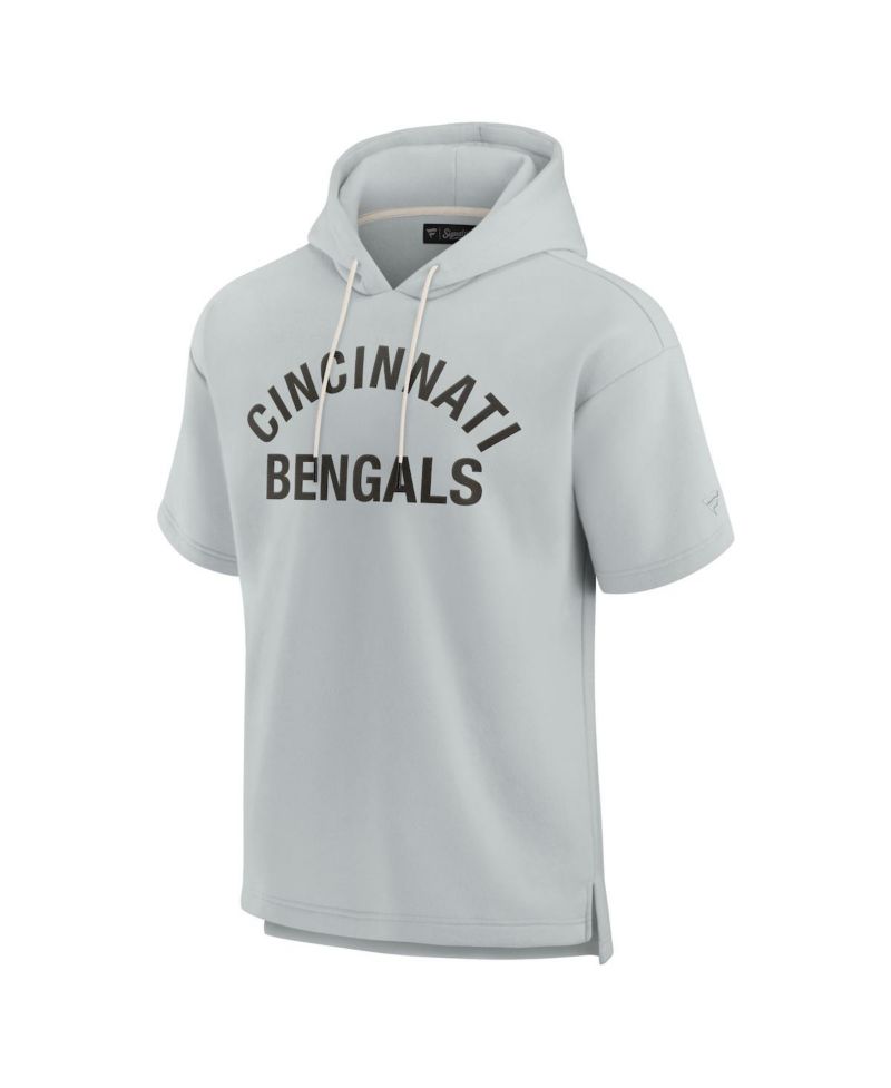 Men's and Women's Gray Cincinnati Bengals Super Soft Fleece Short Sleeve Hoodie