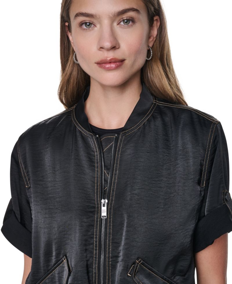 Women's Roll-Tab Contrast Stitch Glazed Jacket