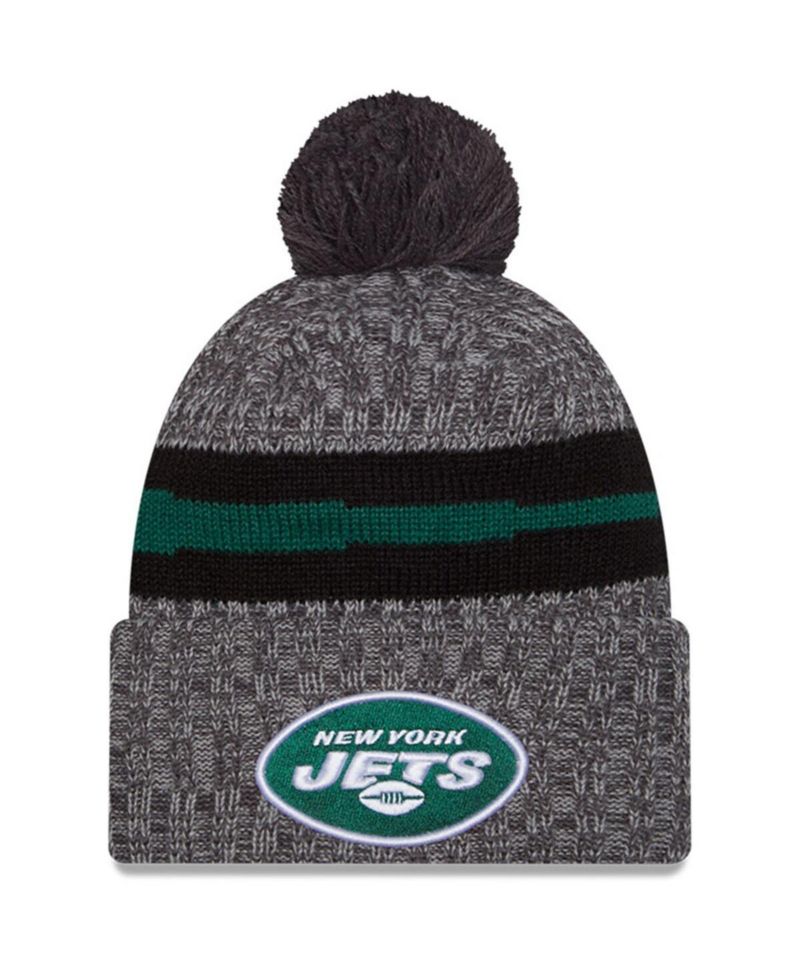 Men's Gray New York Jets 2023 Sideline Sport Cuffed Pom Knit Hat
