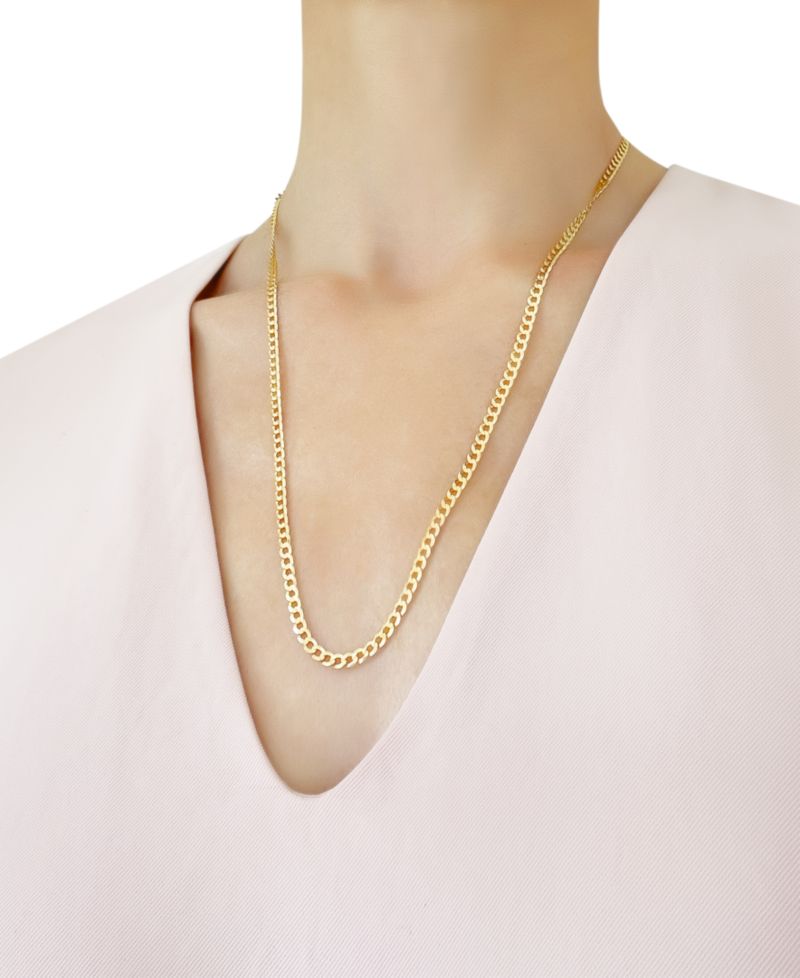 Solid Curb Chain 20" Necklace (3.5mm) in 10k Yellow Gold