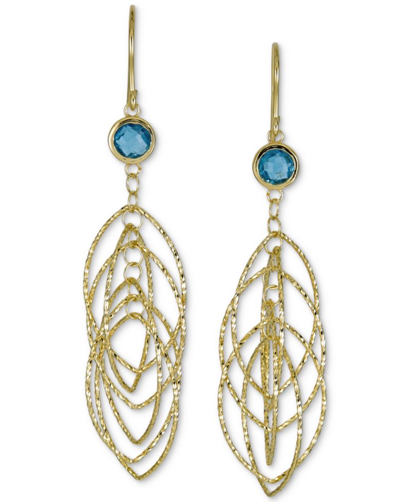 Amethyst Bezel Spiral Drop Earrings (1-5/8 ct. t.w.) in 14k Gold-Plated Sterling Silver (Also in Onyx & Sky Blue Topaz)