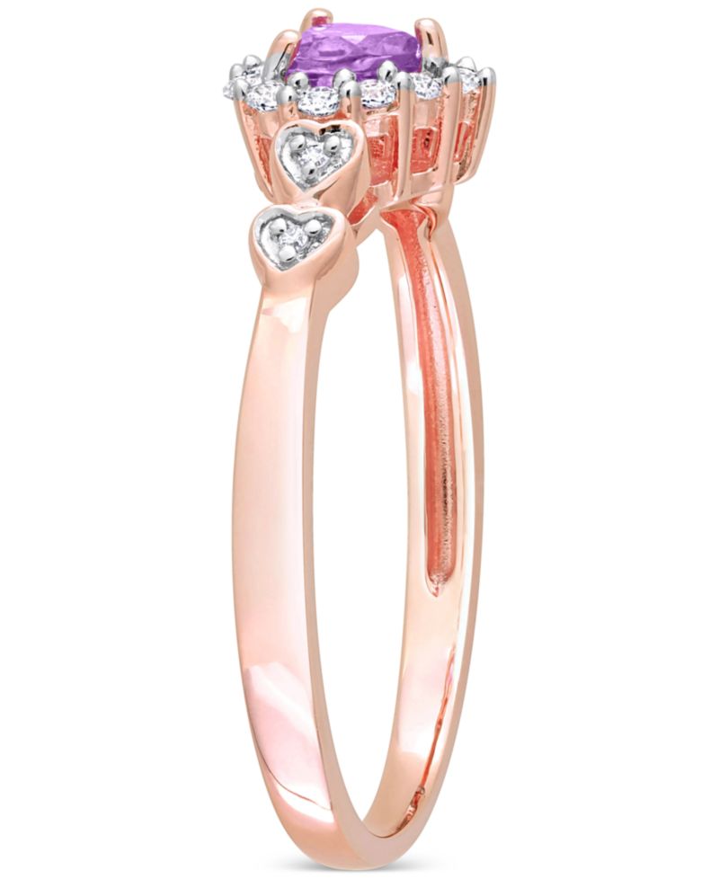 Lab-Grown Blue Sapphire (1/4 ct. t.w.), Lab-Grown White Sapphire (1/8 ct. t.w.), & Diamond Accent Heart Ring in Sterling Silver