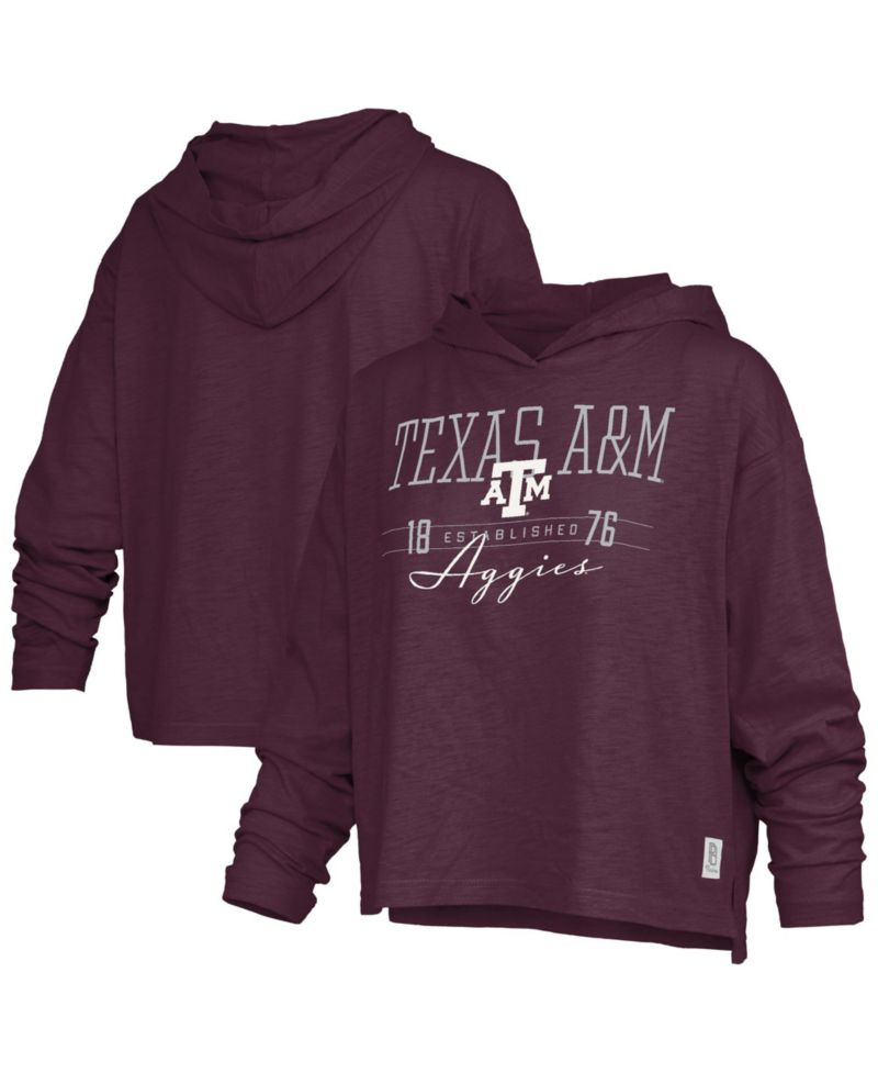 Women's Maroon Texas A&M Aggies Castillo Slub Waist Length Long Sleeve Hooded T-Shirt