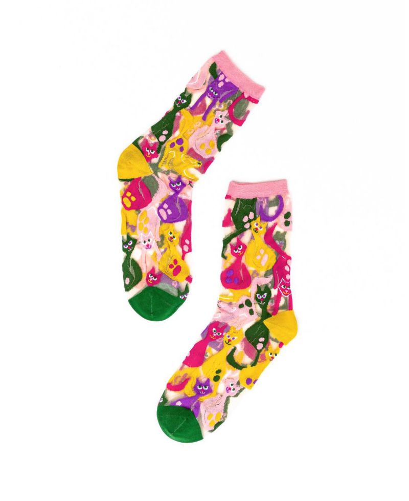 Women's Dopamine Cats Sheer Sock
