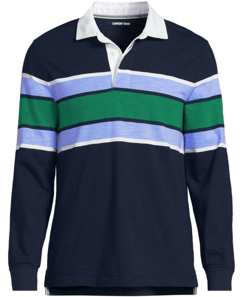Men's Long Sleeve Lightweight Slub Rugby Polo