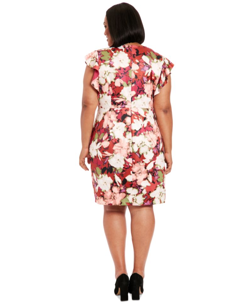 Plus Size Floral Cascade Sheath Dress
