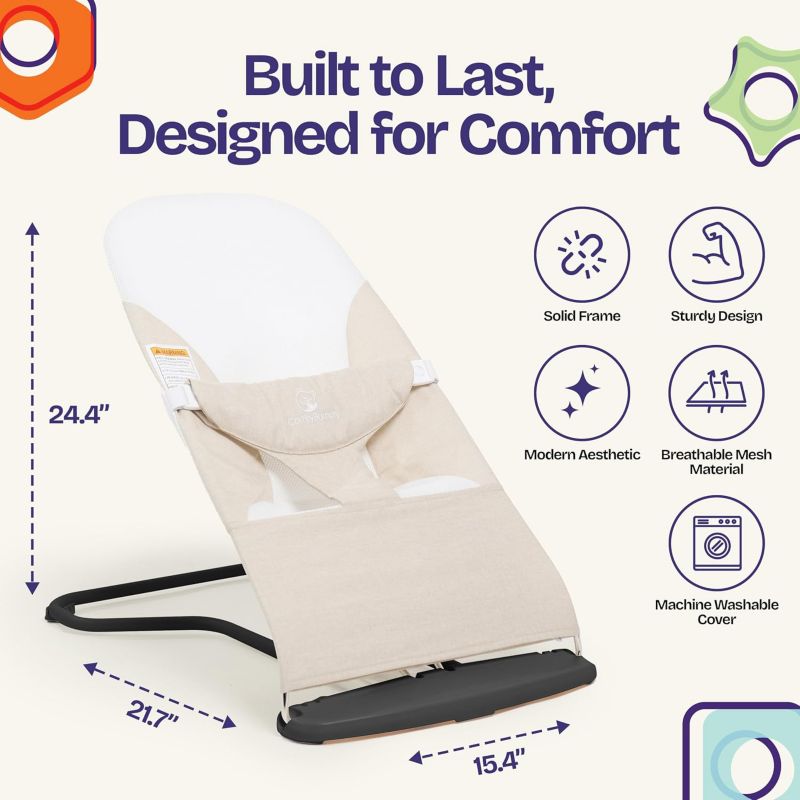 Kids Portable 2 in 1 Bouncer – Versatile Bouncer Chair Bouncer with Ergonomic Support to Use, Oatmeal