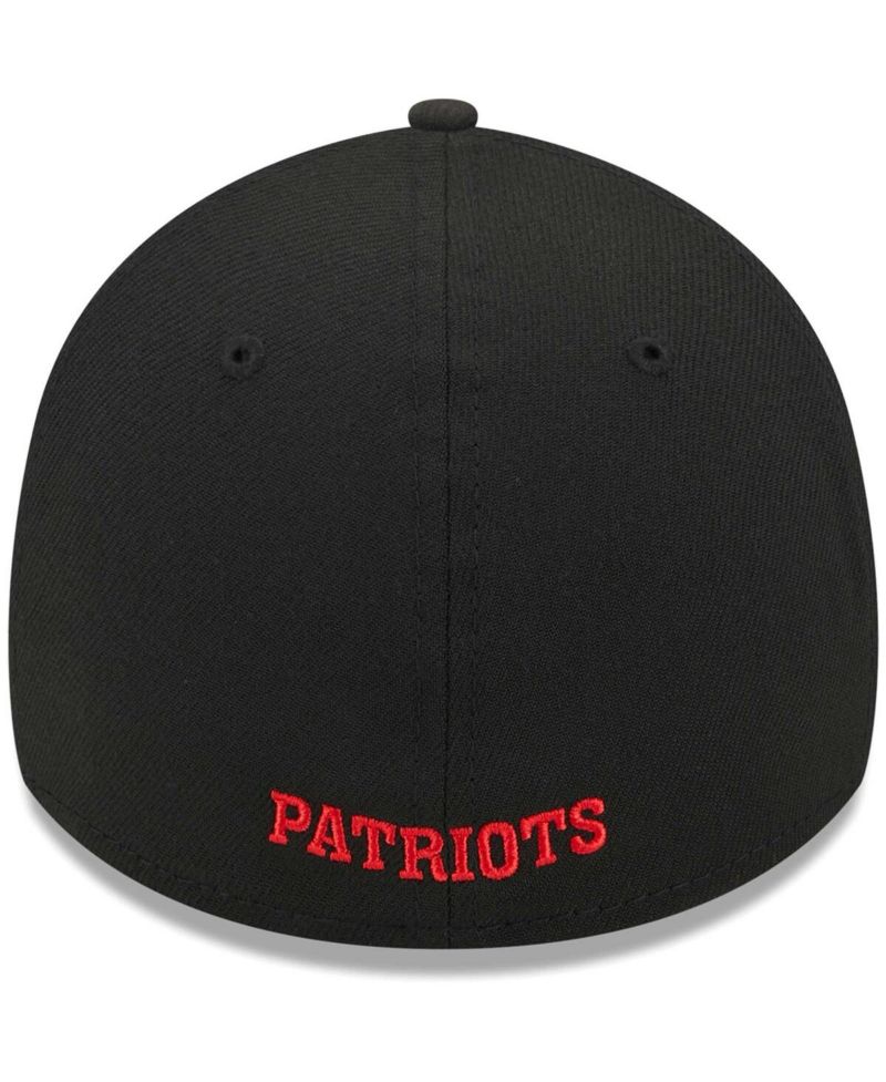 Men's Black New England Patriots Throwback Main 39THIRTY Flex Hat